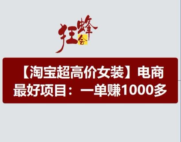 淘宝超高价女装项目，电商最好赛道，一单赚1000多-蚂蚁汇资源分享项目网