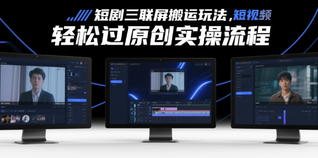 短剧三联屏搬运玩法，短剧搬运轻松过原创实操流程-蚂蚁汇资源分享项目网