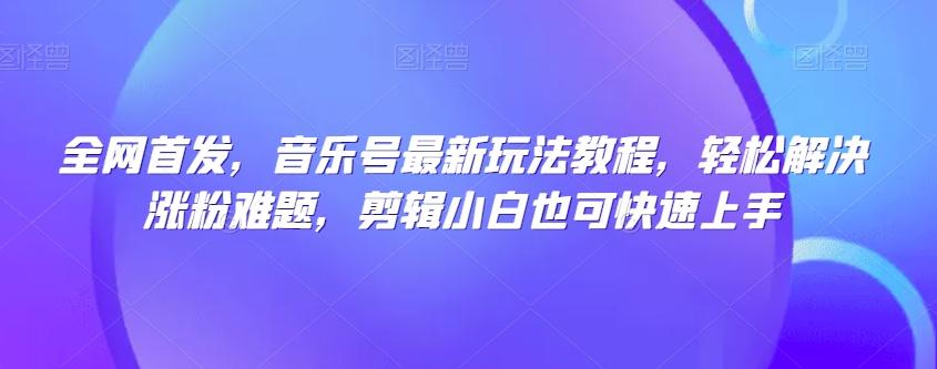 全网首发，音乐号最新玩法教程，轻松解决涨粉难题，剪辑小白也可快速上手-蚂蚁汇资源分享项目网