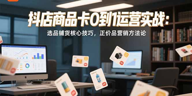 抖店商品卡0到1运营实战：选品铺货核心技巧，正价品营销方法论-蚂蚁汇资源分享项目网