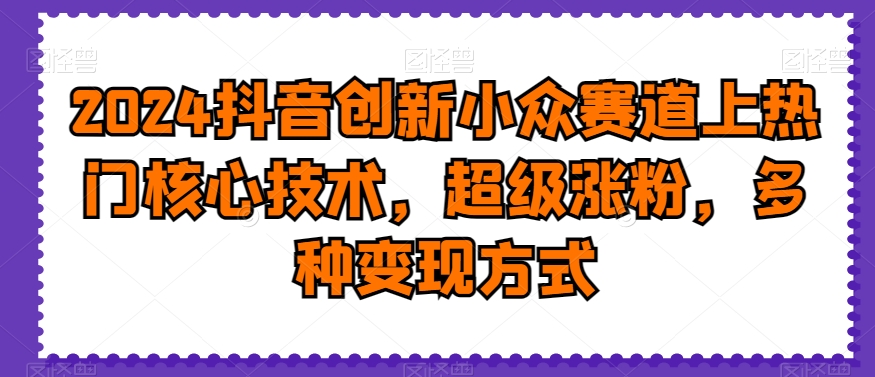 2024抖音创新小众赛道上热门核心技术，超级涨粉，多种变现方式【揭秘】-蚂蚁汇资源分享项目网
