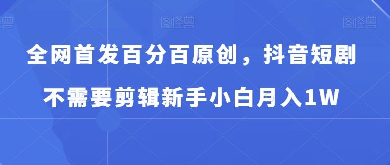 全网首发百分百原创，抖音短剧不需要剪辑新手小白月入1W-蚂蚁汇资源分享项目网