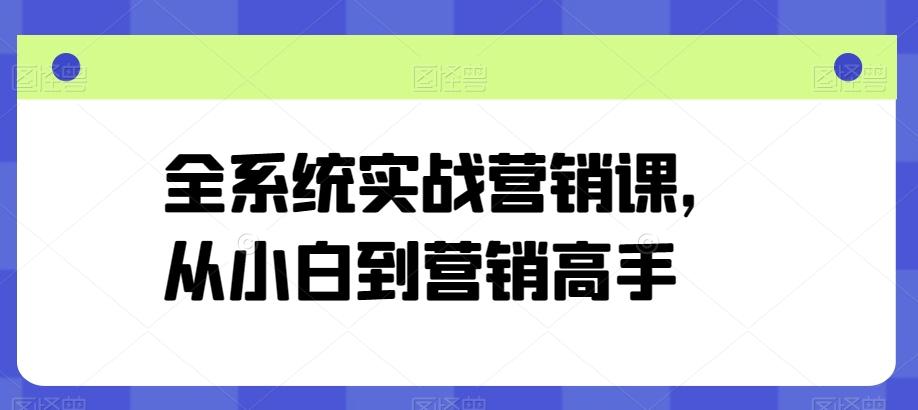 全系统实战营销课，从小白到营销高手-蚂蚁汇资源分享项目网