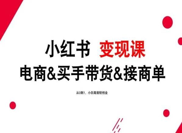 2024年最新小红书变现课，电商&买手带货&接商单，从0到1，小白高效轻创业-蚂蚁汇资源分享项目网