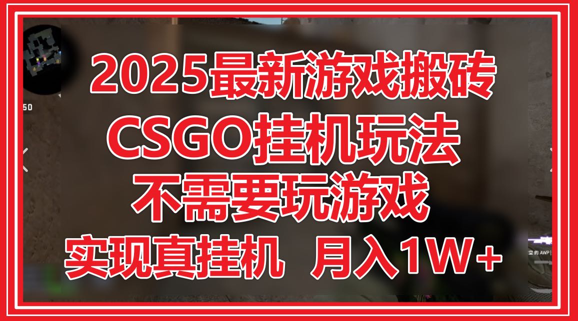 2025最新游戏搬砖，CSGO挂机，不需要玩游戏，实现真挂机，月入1W+-蚂蚁汇资源分享项目网