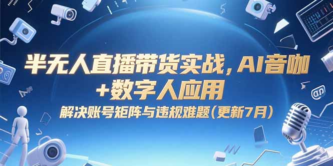 半无人直播带货实战，AI音咖+数字人应用 解决账号矩阵与违规难题(更新7月-蚂蚁汇资源分享项目网