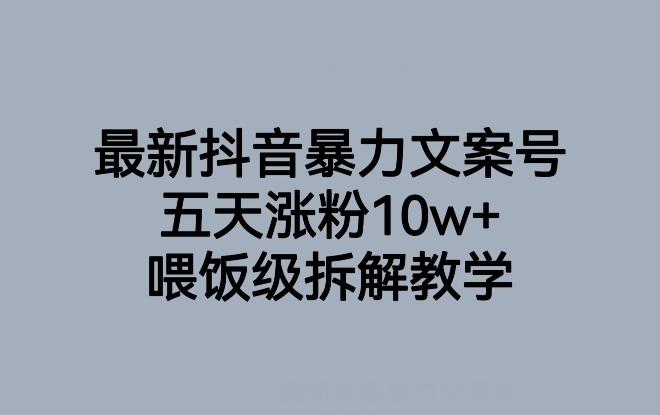 最新抖音暴力文案号，五天涨粉10w+，喂饭级拆解教学-蚂蚁汇资源分享项目网