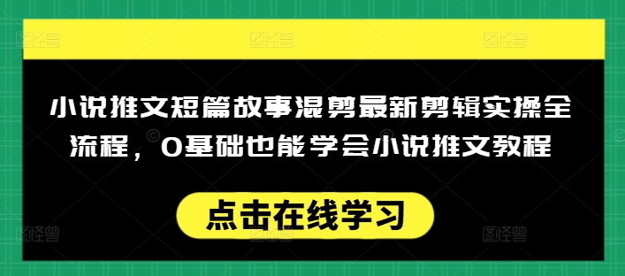小说推文短篇故事混剪最新剪辑实操全流程，0基础也能学会小说推文教程，肯干多发日入多张-蚂蚁汇资源分享项目网