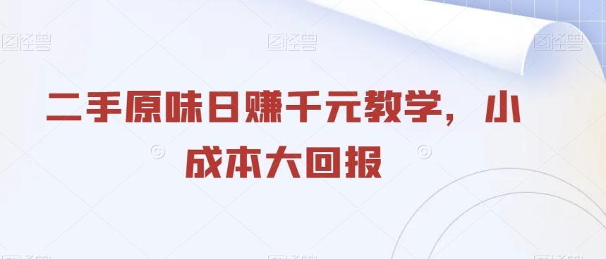 二手原味日赚千元教学，小成本大回报-蚂蚁汇资源分享项目网