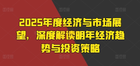 2025年度经济与市场展望，深度解读明年经济趋势与投资策略-蚂蚁汇资源分享项目网