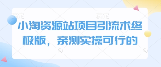 小淘资源站项目引流术终极版，亲测实操可行的-蚂蚁汇资源分享项目网