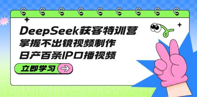 DeepSeek获客特训营:掌握不出镜视频制作,日产百条IP口播视频-蚂蚁汇资源分享项目网