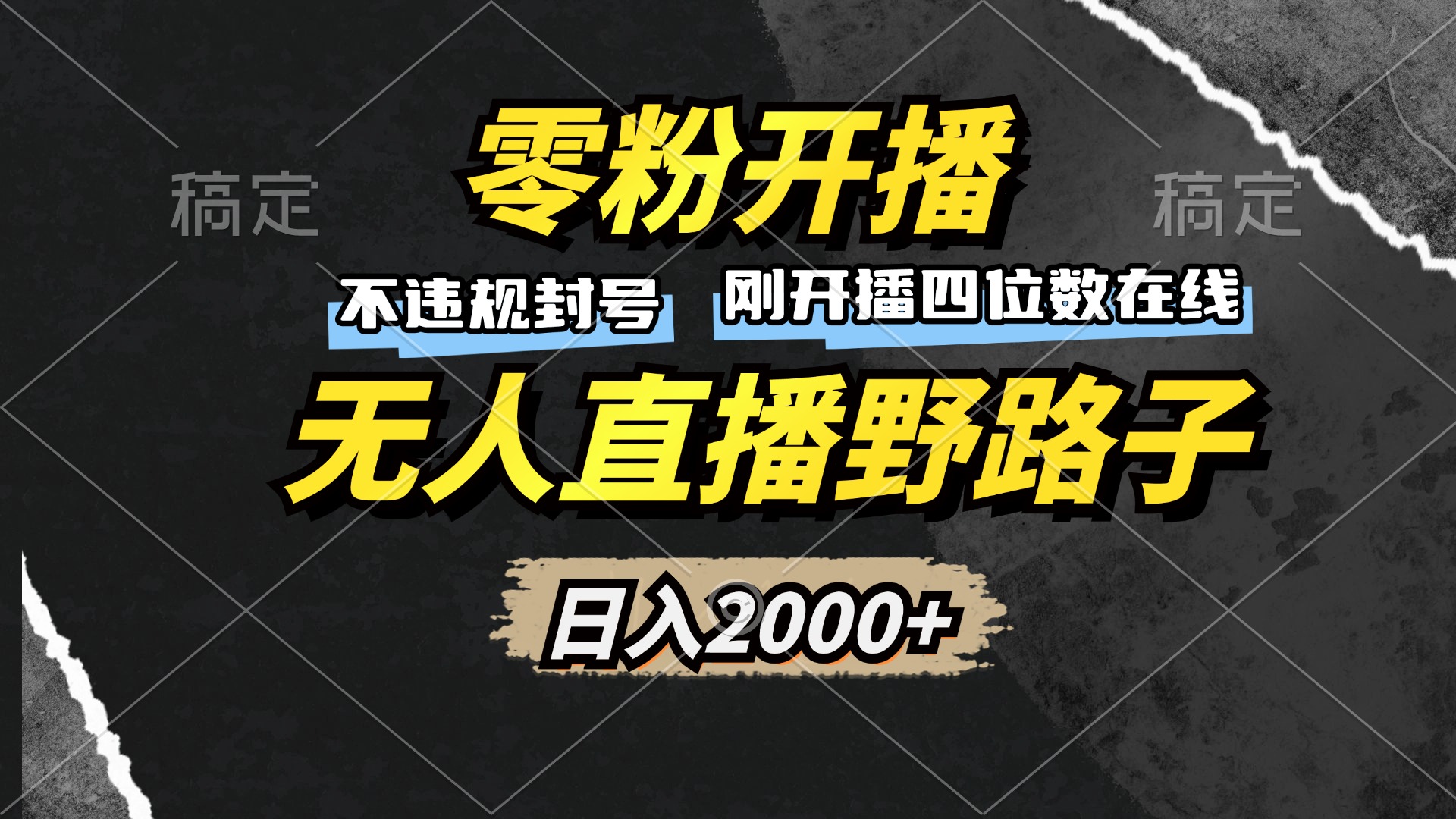 零粉开播，无人直播野路子，日入2000+，不违规封号，躺赚收益！-蚂蚁汇资源分享项目网