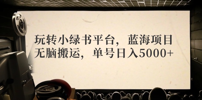 玩转小绿书平台，蓝海项目，无脑搬运，单号日入5000+-蚂蚁汇资源分享项目网