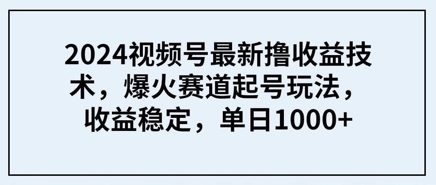 (9651期) 2024视频号最新撸收益技术，爆火赛道起号玩法，收益稳定，单日1000+-蚂蚁汇资源分享项目网
