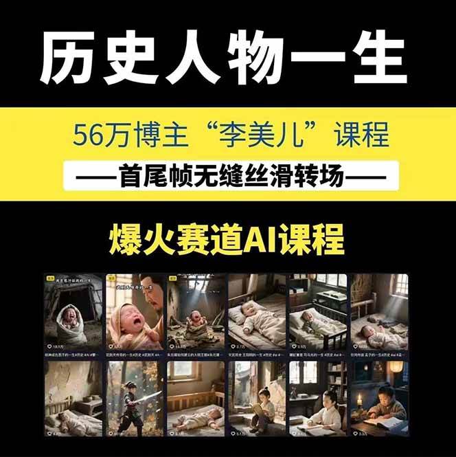 图片[1]-AI历史人物短视频创作，含IP打造、首尾帧无缝转场、智能体视频制作等核心教学内容-蚂蚁汇资源分享项目网