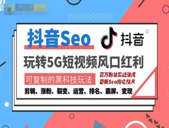 抖音SEO引流培训课程-抓住抖音风口，实现搜索排名，获取精准流量，快速成交变现-蚂蚁汇资源分享项目网