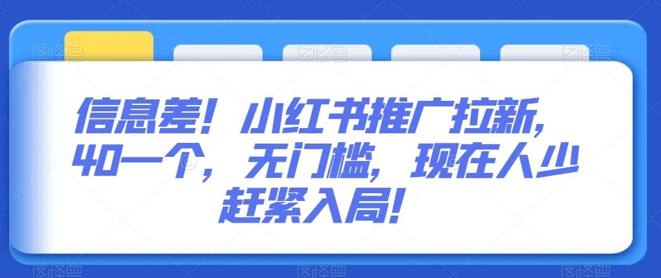 信息差！小红书推广拉新，40一个，无门槛，现在人少赶紧入局！-蚂蚁汇资源分享项目网