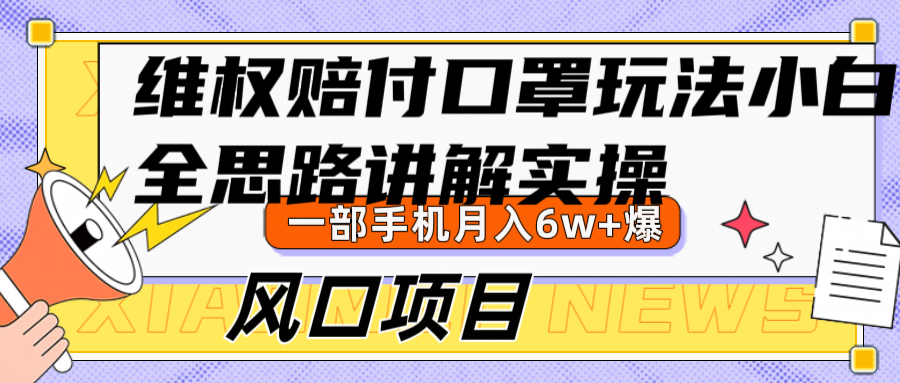 维权赔付口罩玩法，小白也能月入6w+，风口项目实操-蚂蚁汇资源分享项目网
