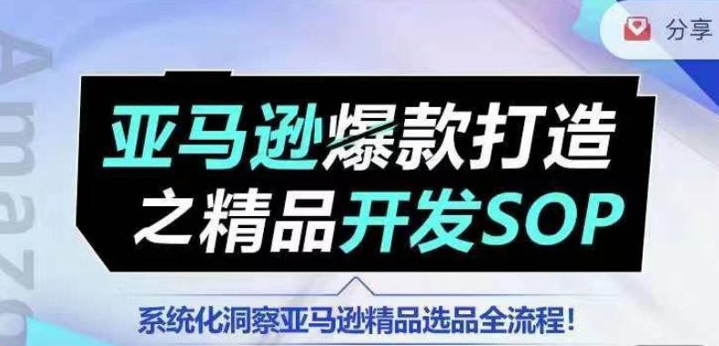 【训练营】亚马逊爆款打造之精品开发SOP，系统化洞察亚马逊精品选品全流程-蚂蚁汇资源分享项目网