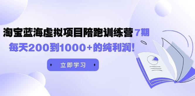 (9541期)黄岛主《淘宝蓝海虚拟项目陪跑训练营7期》每天200到1000+的纯利润-蚂蚁汇资源分享项目网