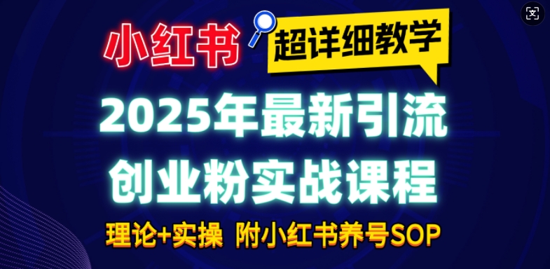 2025年最新小红书引流创业粉实战课程【超详细教学】小白轻松上手，月入1W+，附小红书养号SOP-蚂蚁汇资源分享项目网