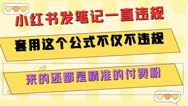 小红书发笔记一直违规，套用这个公式不仅不违规，来的还都是精准的付费粉-蚂蚁汇资源分享项目网