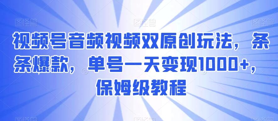 视频号音频视频双原创玩法，条条爆款，单号一天变现1000+，保姆级教程【揭秘】-蚂蚁汇资源分享项目网