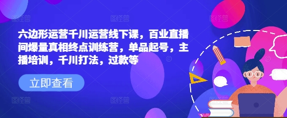 六边形运营千川运营线下课，百业直播间爆量真相终点训练营，单品起号，主播培训，千川打法，过款等-蚂蚁汇资源分享项目网