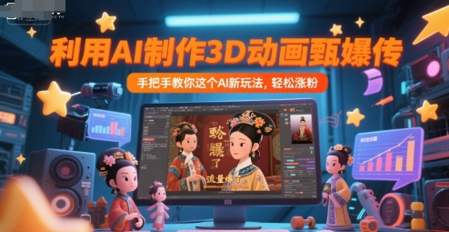 利用AI制作3D动画甄嬛传，流量爆了，手把手教你这个AI新玩法，轻松涨粉-蚂蚁汇资源分享项目网