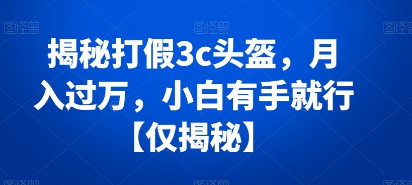 揭秘打假3c头盔，月入过万，小白有手就行【仅揭秘】-蚂蚁汇资源分享项目网