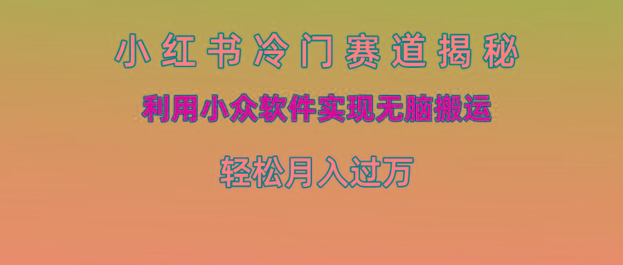小红书冷门赛道揭秘,利用小众软件实现无脑搬运，轻松月入过万-蚂蚁汇资源分享项目网