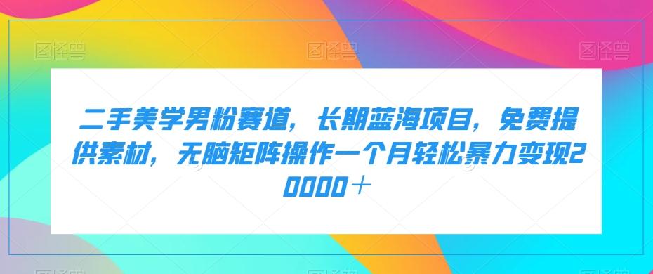 二手美学男粉赛道，长期蓝海项目，无脑矩阵操作一个月轻松暴力变现20000＋-蚂蚁汇资源分享项目网