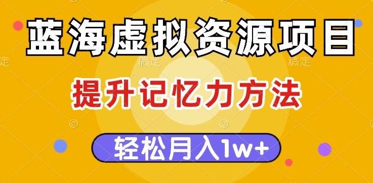 蓝海虚拟资源项目，提升记忆力方法，多种变现方式，轻松月入1w+【揭秘】-蚂蚁汇资源分享项目网