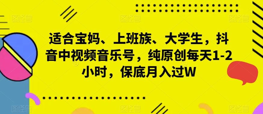 适合宝妈、上班族、大学生，抖音中视频音乐号，纯原创每天1-2小时，保底月入过W-蚂蚁汇资源分享项目网