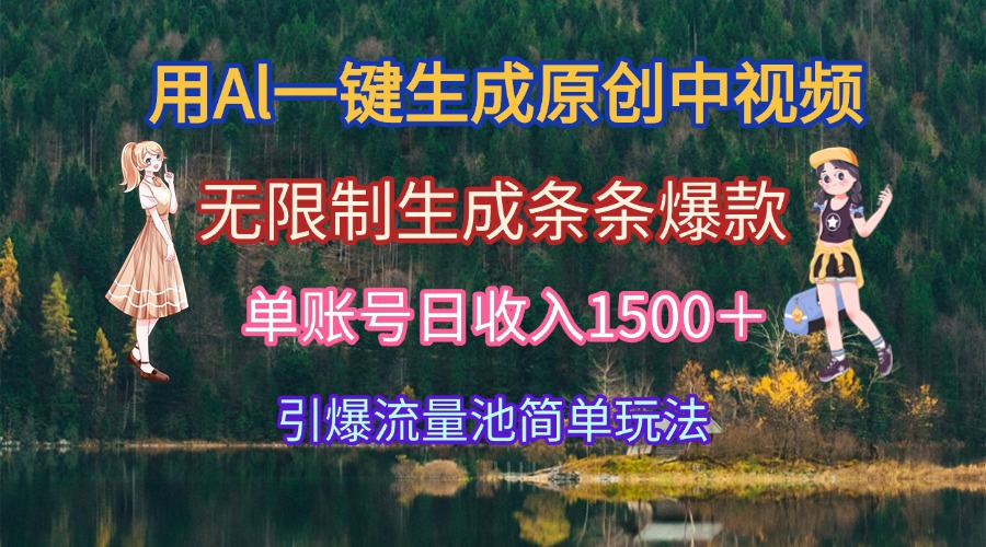 用Al一键生成原创中视频，无限制生成条条爆款，单账号日收入1500＋引爆…-蚂蚁汇资源分享项目网