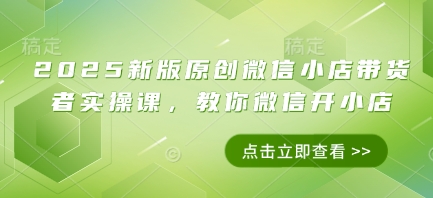 2025新版原创微信小店带货者实操课，教你微信开小店-蚂蚁汇资源分享项目网