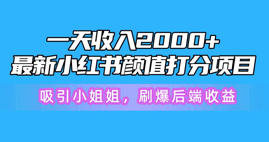 一天收入2000+，最新小红书颜值打分项目，吸引小姐姐，刷爆后端收益-蚂蚁汇资源分享项目网