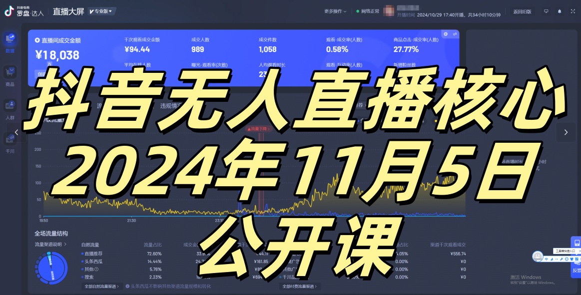 抖音无人直播核心公开课，咸鱼翻身小白可做带有睡后收入月入过万太简单【揭秘】-蚂蚁汇资源分享项目网