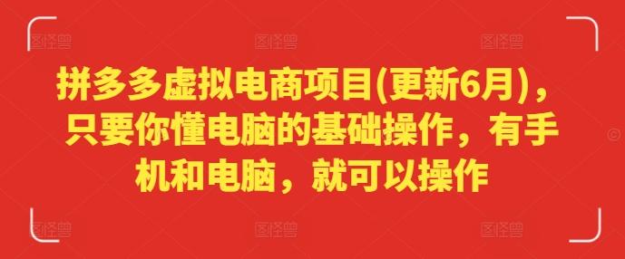 拼多多虚拟电商项目(更新6月)，只要你懂电脑的基础操作，有手机和电脑，就可以操作-蚂蚁汇资源分享项目网