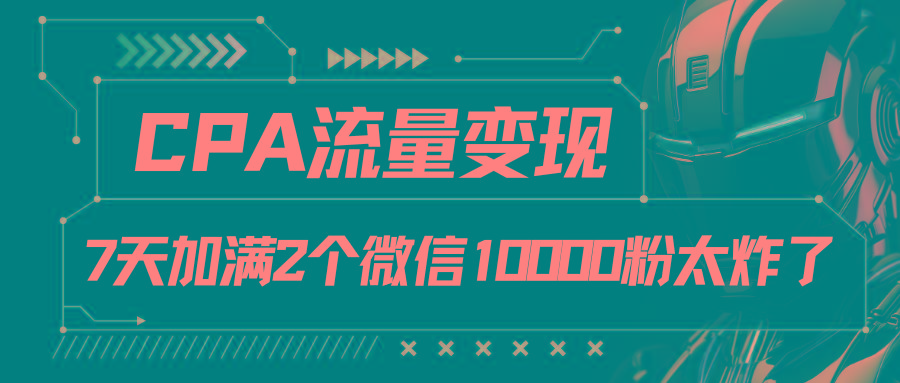 CPA流量变现，7天加满两个微信10000粉-蚂蚁汇资源分享项目网