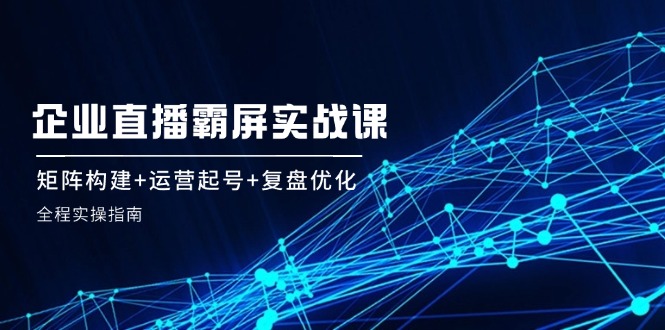 企业直播霸屏实战课：矩阵构建+运营起号+复盘优化，全程实操指南-蚂蚁汇资源分享项目网
