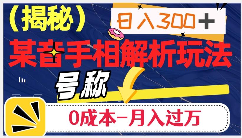 日入300+的，抖音手相解析玩法，号称0成本月入过万（揭秘）-蚂蚁汇资源分享项目网