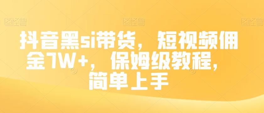 抖音黑si带货，短视频佣金7W+，保姆级教程，简单上手【揭秘】-蚂蚁汇资源分享项目网
