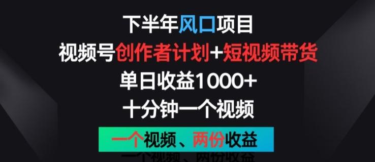 下半年风口项目，视频号创作者计划+视频带货，一个视频两份收益，十分钟一个视频【揭秘】-蚂蚁汇资源分享项目网