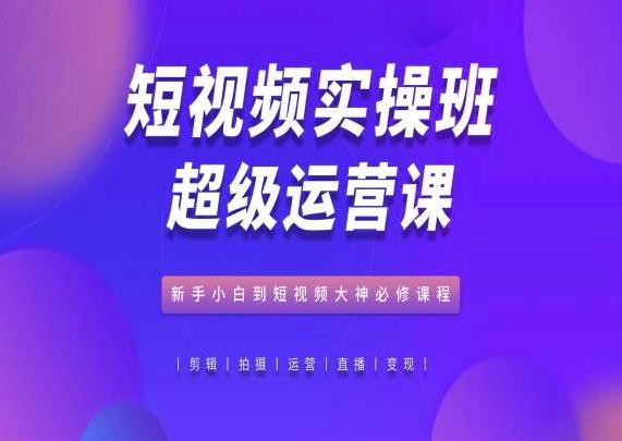 短视频实操班超级运营课，新手小白到短视频大神必修课程-蚂蚁汇资源分享项目网