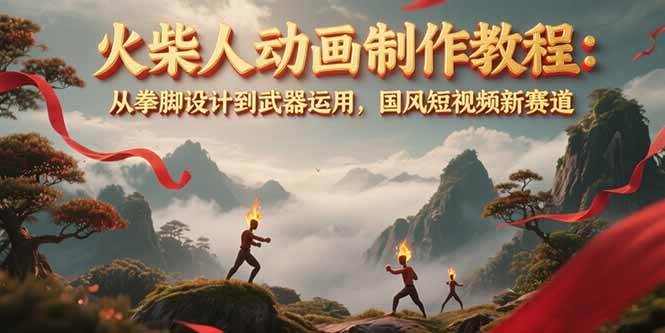 图片[1]-火柴人动画制作教程：从拳脚设计到武器运用，国风短视频新赛道-蚂蚁汇资源分享项目网