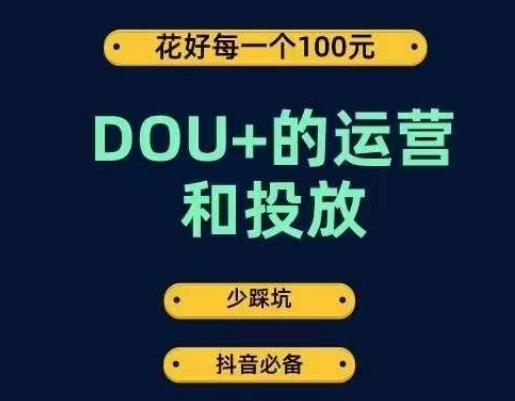 DOU+的运营和投放，花1条DOU+的钱，成为DOU+的投放高手，少走弯路不采坑-蚂蚁汇资源分享项目网