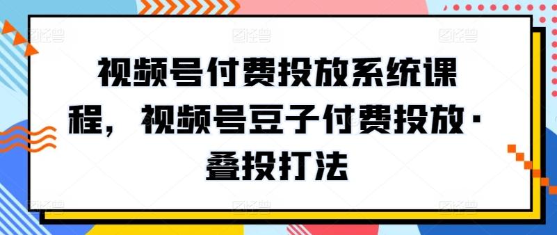 视频号付费投放系统课程，视频号豆子付费投放·叠投打法-蚂蚁汇资源分享项目网