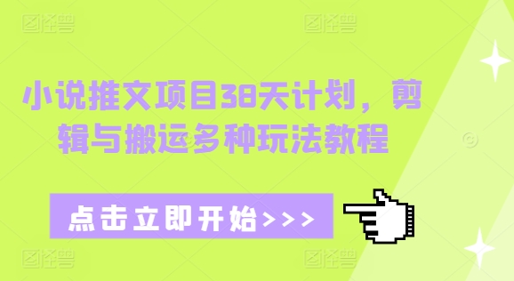 小说推文项目38天计划，剪辑与搬运多种玩法教程-蚂蚁汇资源分享项目网